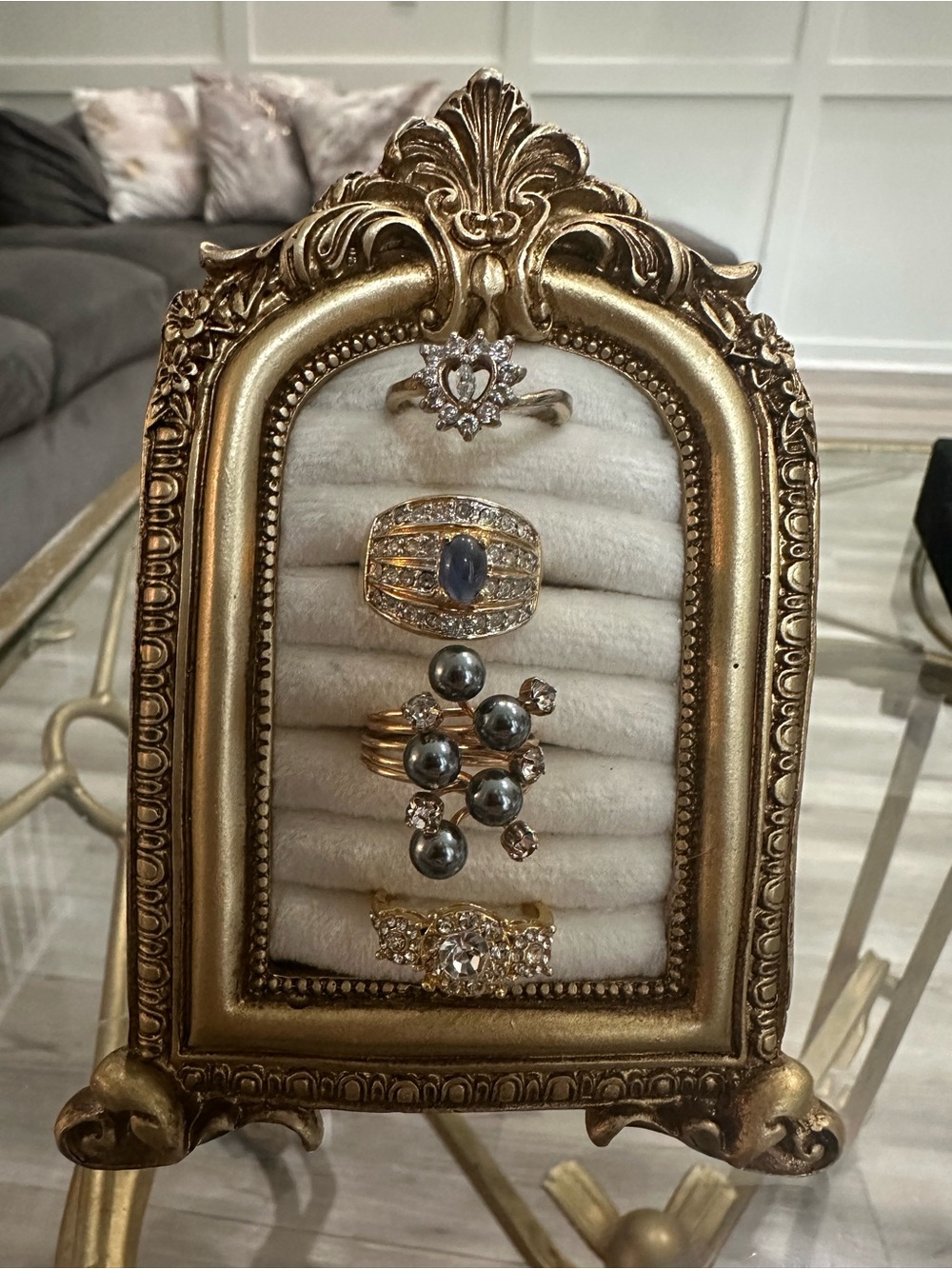 Gold Ornate Ring Display Stand with Velvet Insert - Home Accents